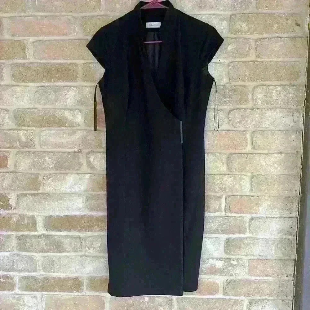 Women’s Calvin Klein Cap Sleeve Mandarin Collar Wrap Dress Size 4